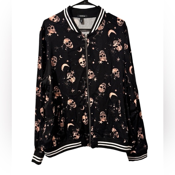 Torrid Black Twill Skull Graphic Bomber Jacket – Plus Size 2 (2X) - Picture 8 of 11